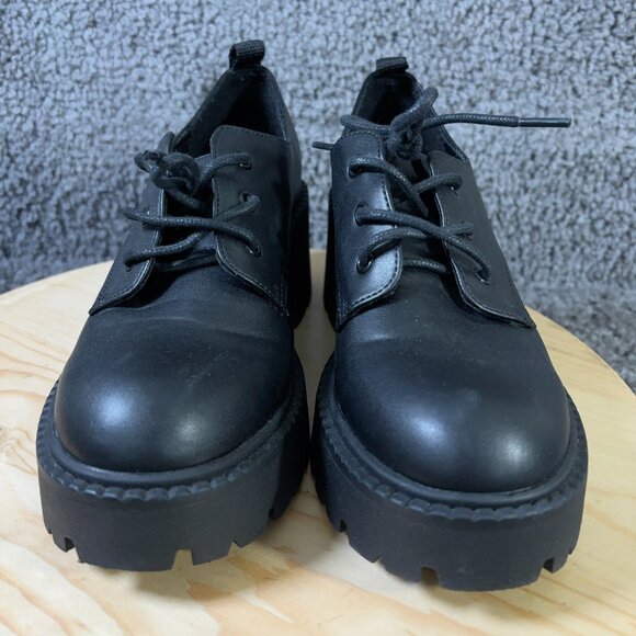 Madden Girl Oxford Shoe Trudy Womens Size 7 Black Platform Chunky Heel Goth Punk - Picture 2 of 8